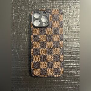 iPhone 15 Pro Max Checkered Phone Case - Black and Brown. NWOT